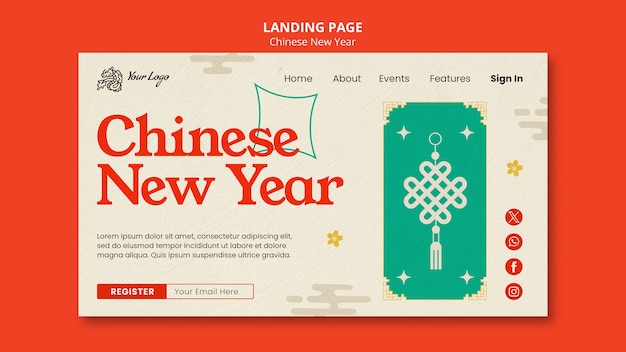 Free PSD chinese new year celebration landing page