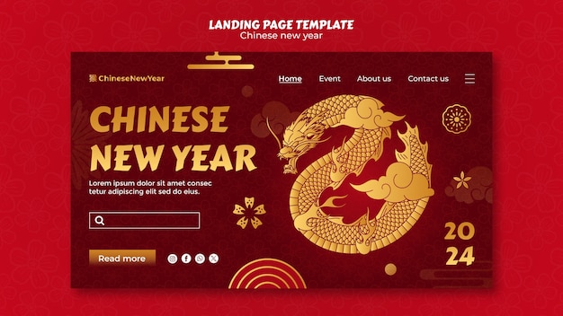 Free PSD chinese new year celebration landing page