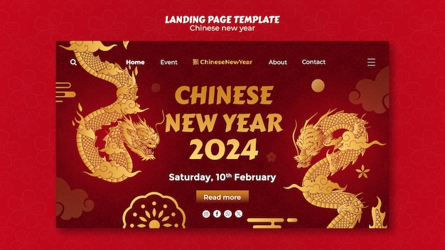 Free PSD chinese new year celebration landing page