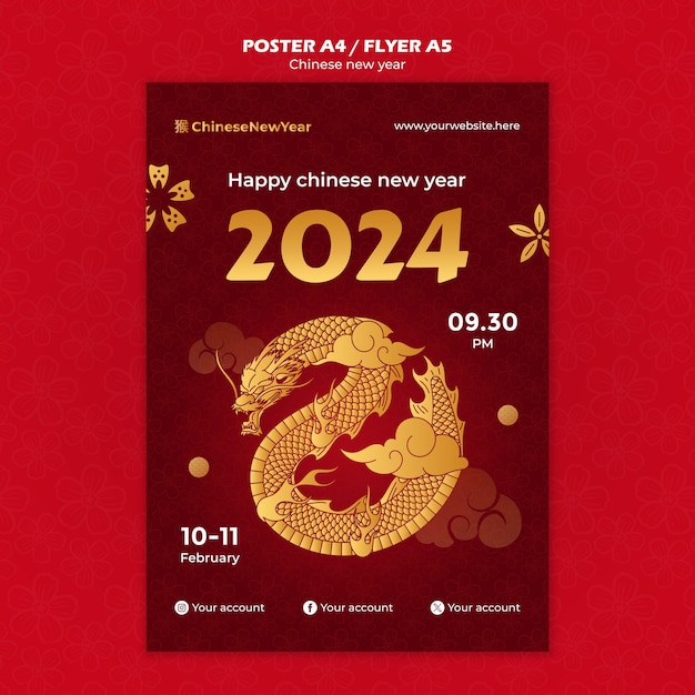 Free PSD chinese new year celebration  poster template