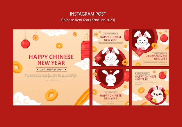 Free PSD chinese new year instagram posts template