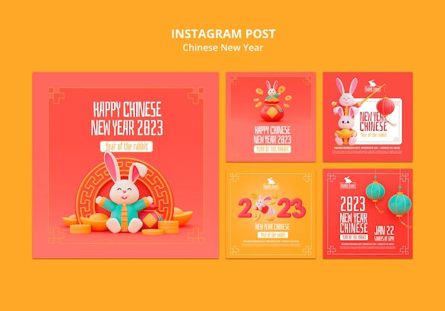 Chinese new year instagram posts template