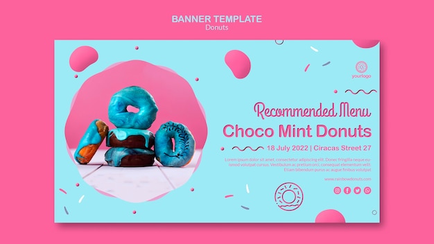 Free PSD choco mint doughnuts banner template