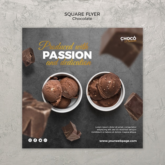 Free PSD chocolate concept square flyer design