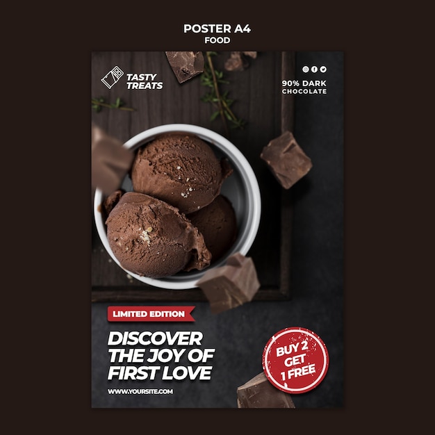 Free PSD chocolate dessert poster template