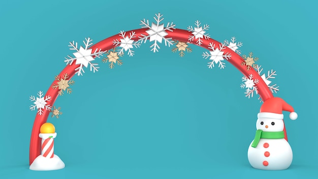 Free PSD christmas 3d background with snowman