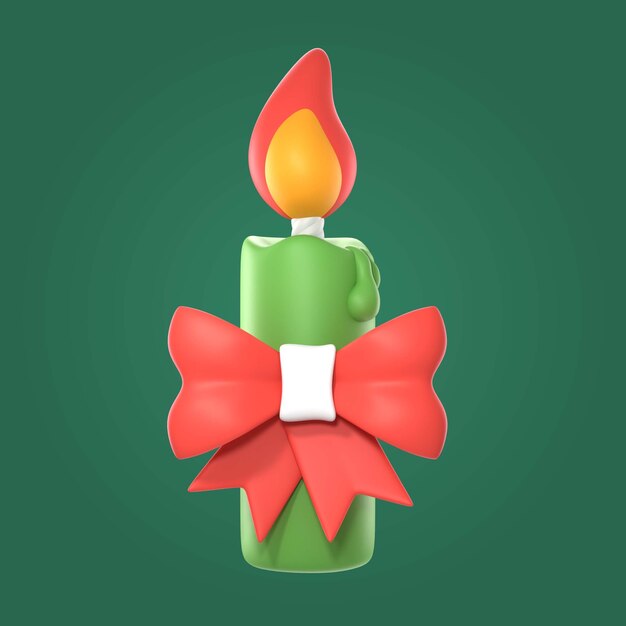 Christmas 3d candle with bow illustration