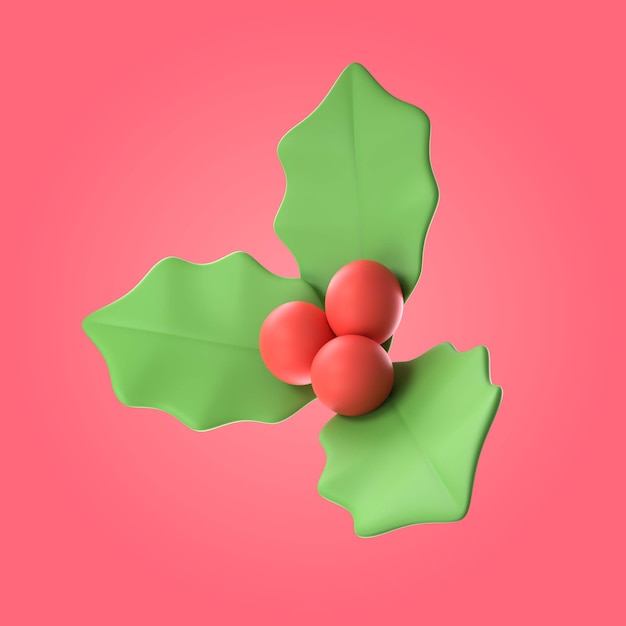 Free PSD christmas 3d mistletoe illustration