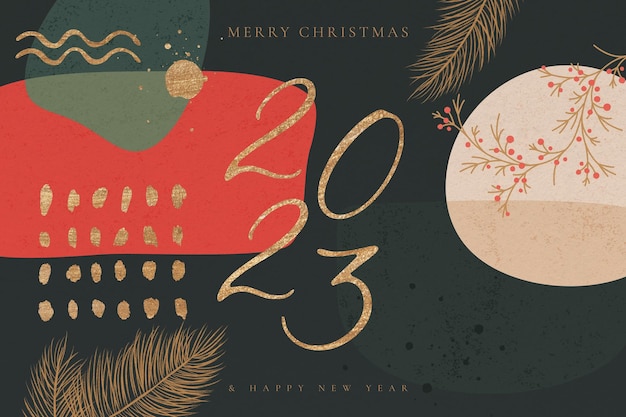 Free PSD christmas background with abstract shapes and golden foil