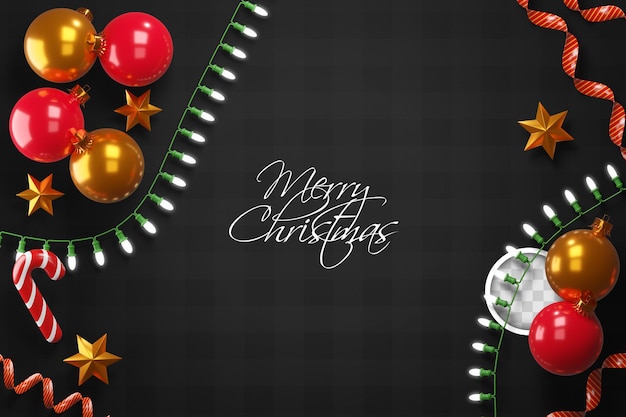 Christmas background with spheres and lights. 3d Illustration