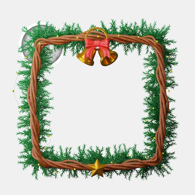 Free PSD christmas banner with christmas frame 3d illustration