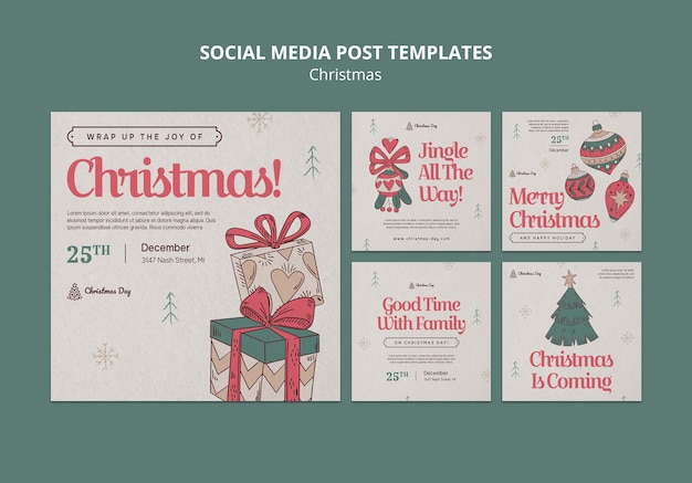 Free PSD christmas celebration  instagram posts