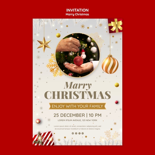 Free PSD christmas celebration invitation template