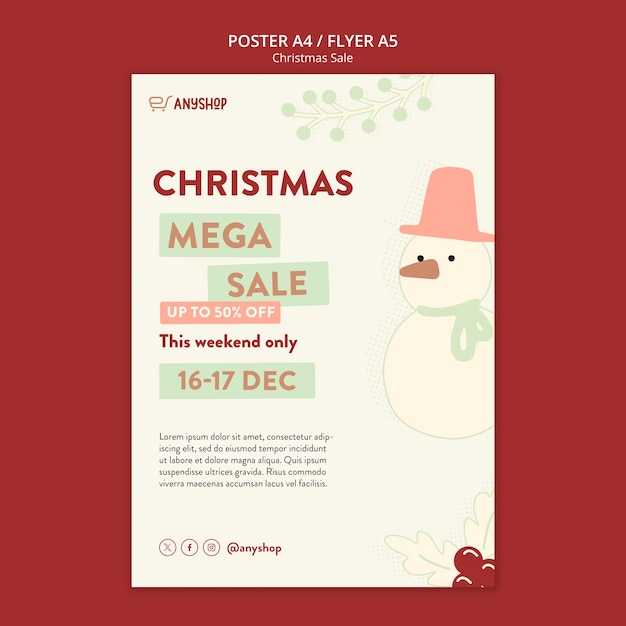 Free PSD christmas celebration poster template