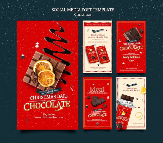 Free PSD christmas chocolate instagram stories set