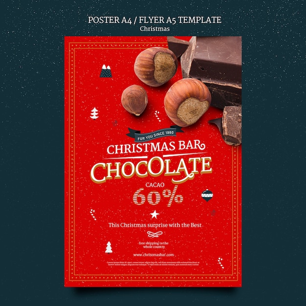 Free PSD christmas chocolate print template