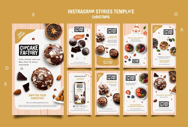 Free PSD christmas cupcake instagram stories template