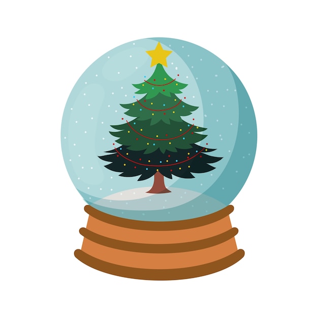 Free PSD christmas element illustration with snow globe