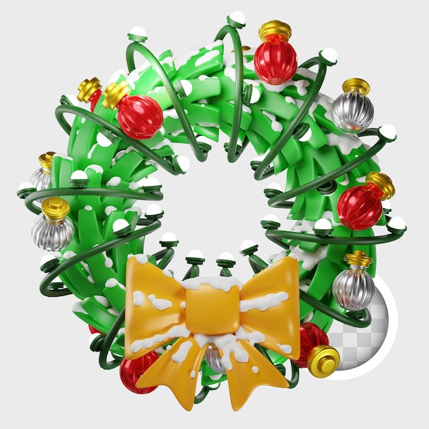 Free PSD christmas garland decorated with lights 3d illustration