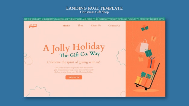 Christmas gift shop landing page design template