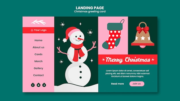 Free PSD christmas greeting card landing page template