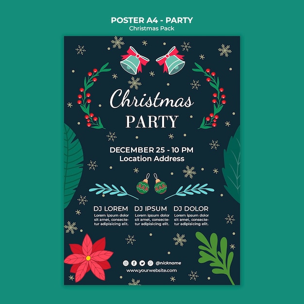 Free PSD christmas holiday party poster