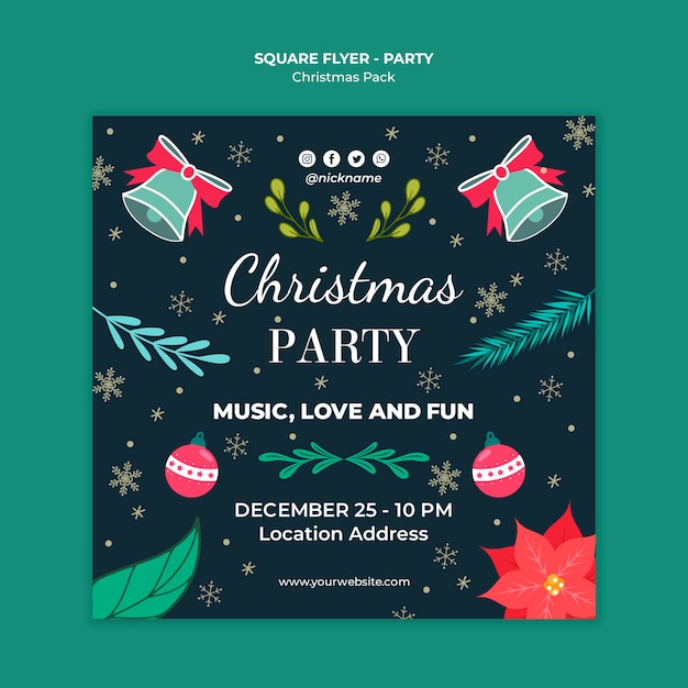 Free PSD christmas party flyer template