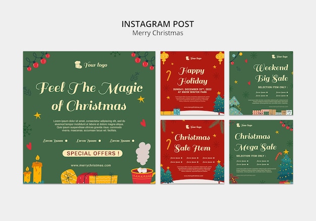 Free PSD christmas party instagram posts collection