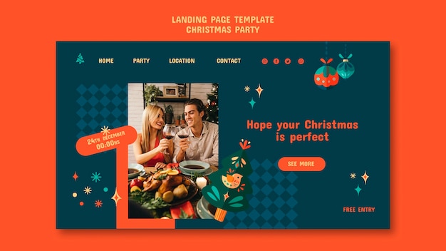 Free PSD christmas party landing page template