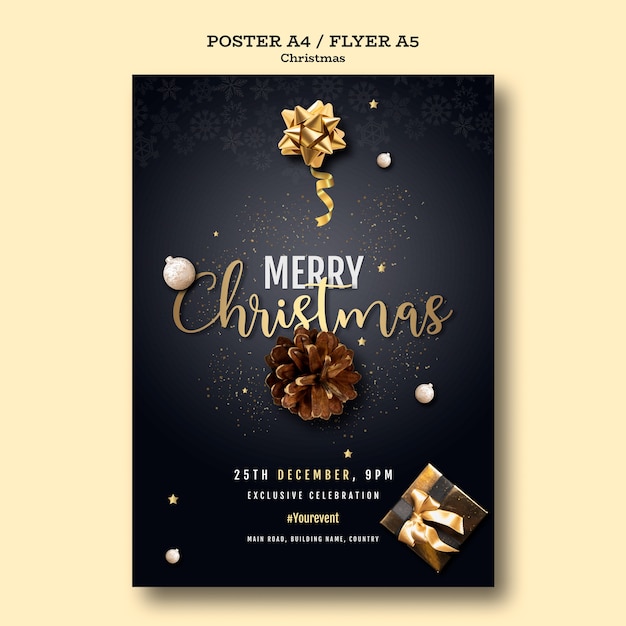 Free PSD christmas party poster template