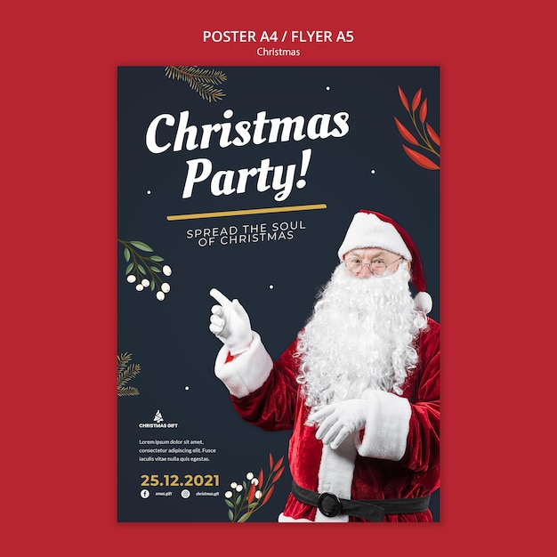 Free PSD christmas party poster template