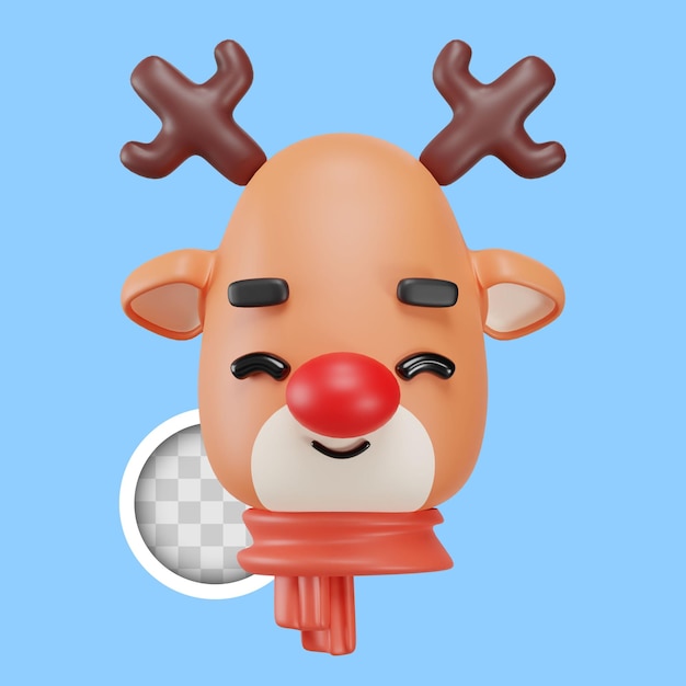 Free PSD christmas reindeer avatar 3d illustration