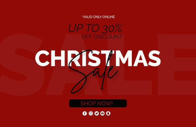 Christmas sale banner template on a red background