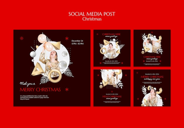 Christmas social media post template design