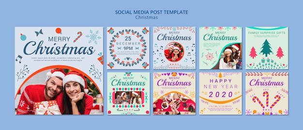 Christmas social media post template set