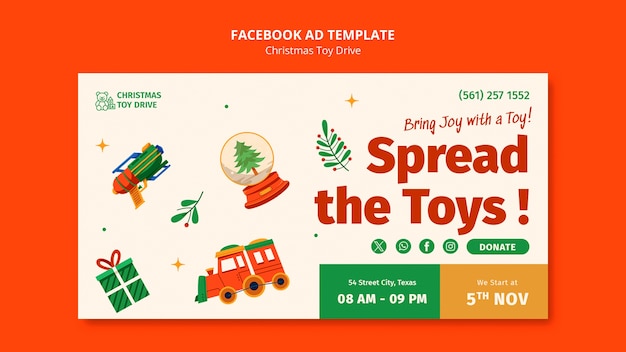 Free PSD christmas toy drive template design