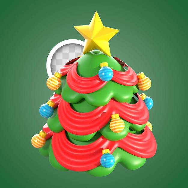 Free PSD christmas tree with christmas balls 3d illustration