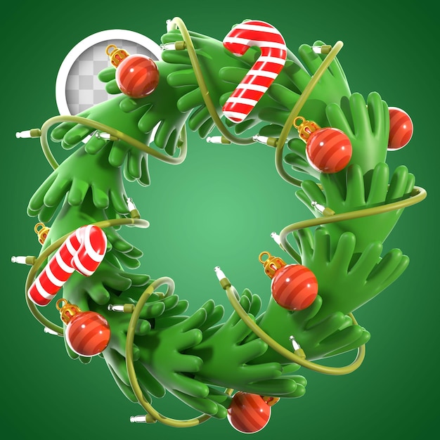 Free PSD christmas wreath with candies 3d illustration