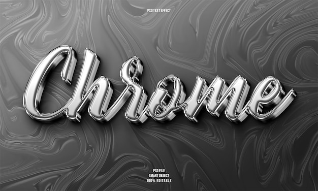 Free PSD chrome 3d editable text effect