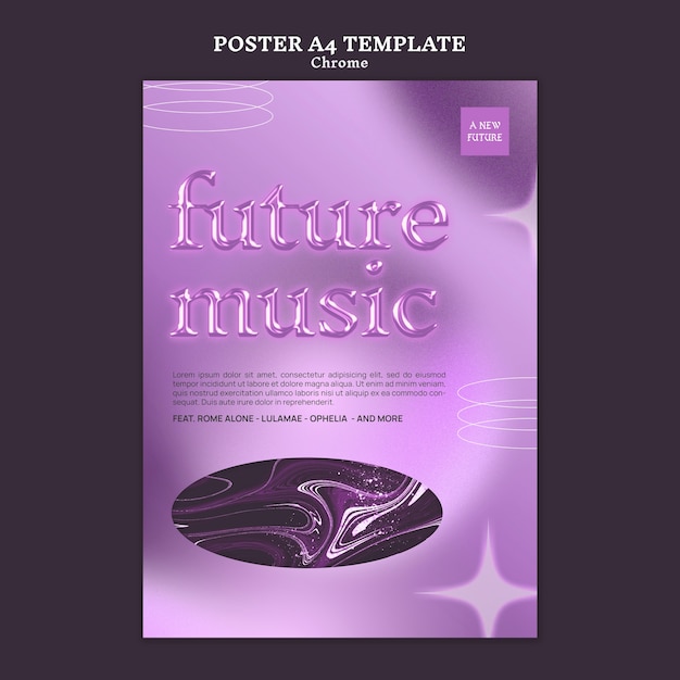 Free PSD chrome music poster design template