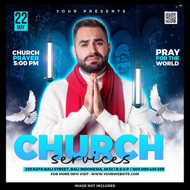 Free PSD church flyer post social media template