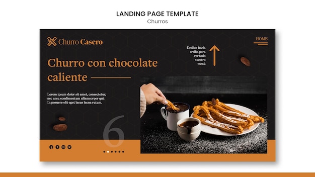 Free PSD churros concept landing page template