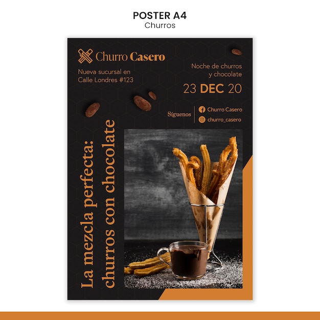 Free PSD churros concept poster template