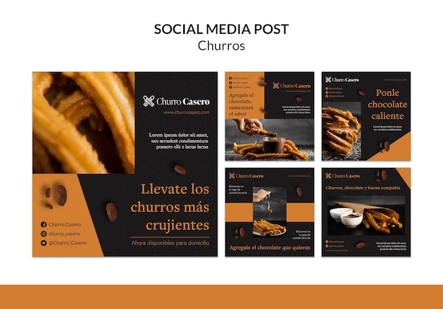 Free PSD churros concept social media post template