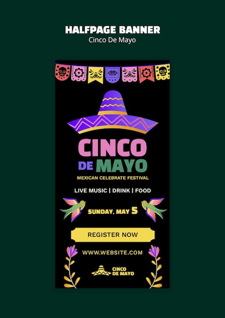 Free PSD cinco de mayo celebration banner template