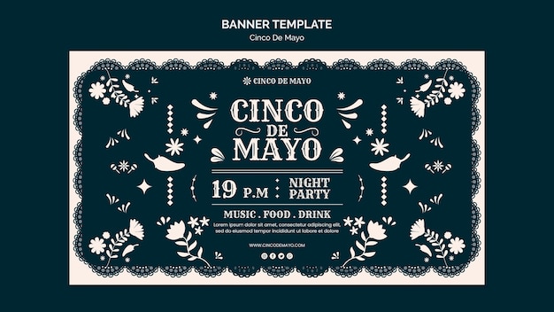 Free PSD cinco de mayo celebration horizontal banner template