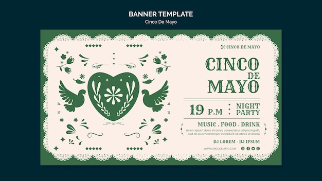 Free PSD cinco de mayo celebration horizontal banner