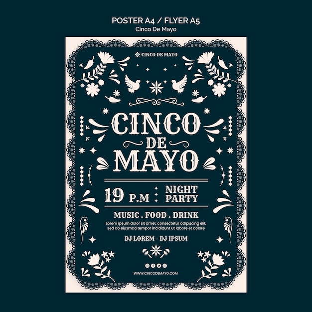 Free PSD cinco de mayo celebration poster template