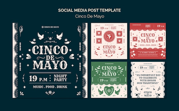 Free PSD cinco de mayo celebration social media posts