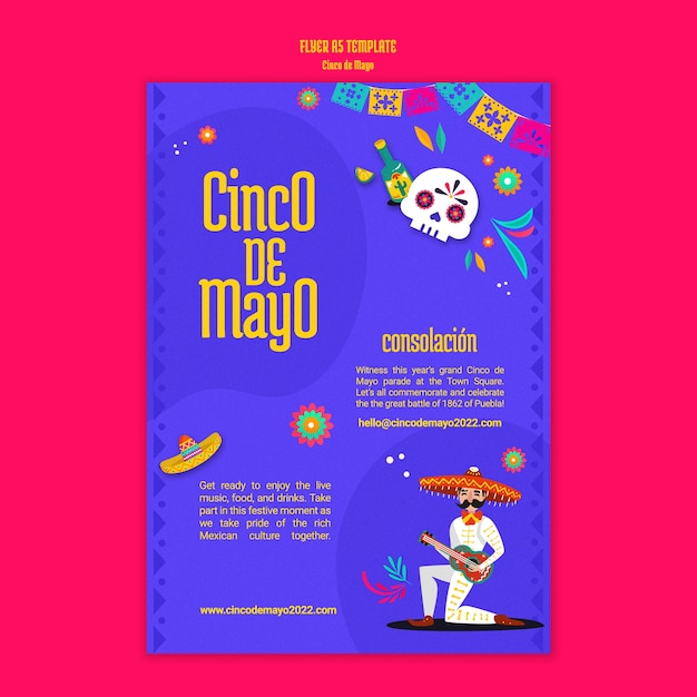 Free PSD cinco de mayo flyer a5 template